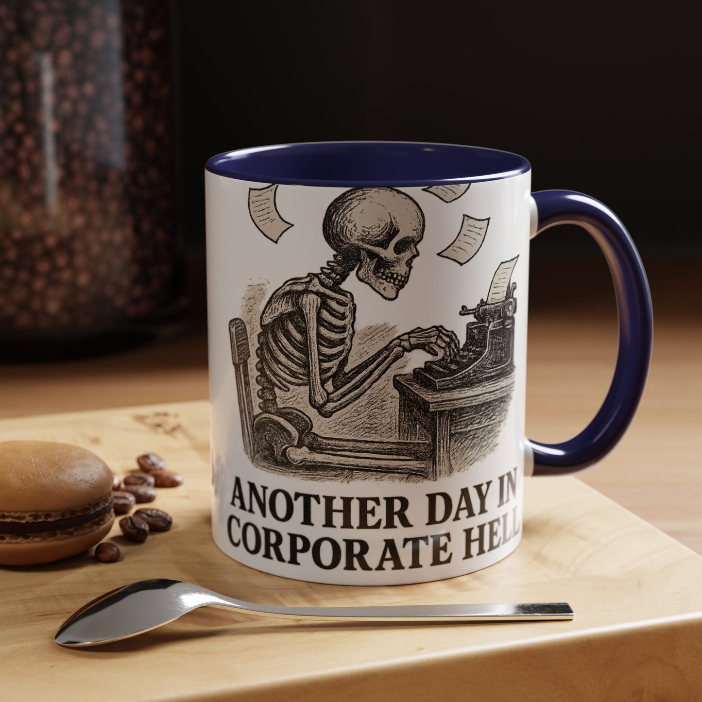 Corporate Humor Coffee Mug, Funny Office Gift, Skeleton Mug, Halloween Decor, Work From Home Coffee Cup, sarcastic office mug