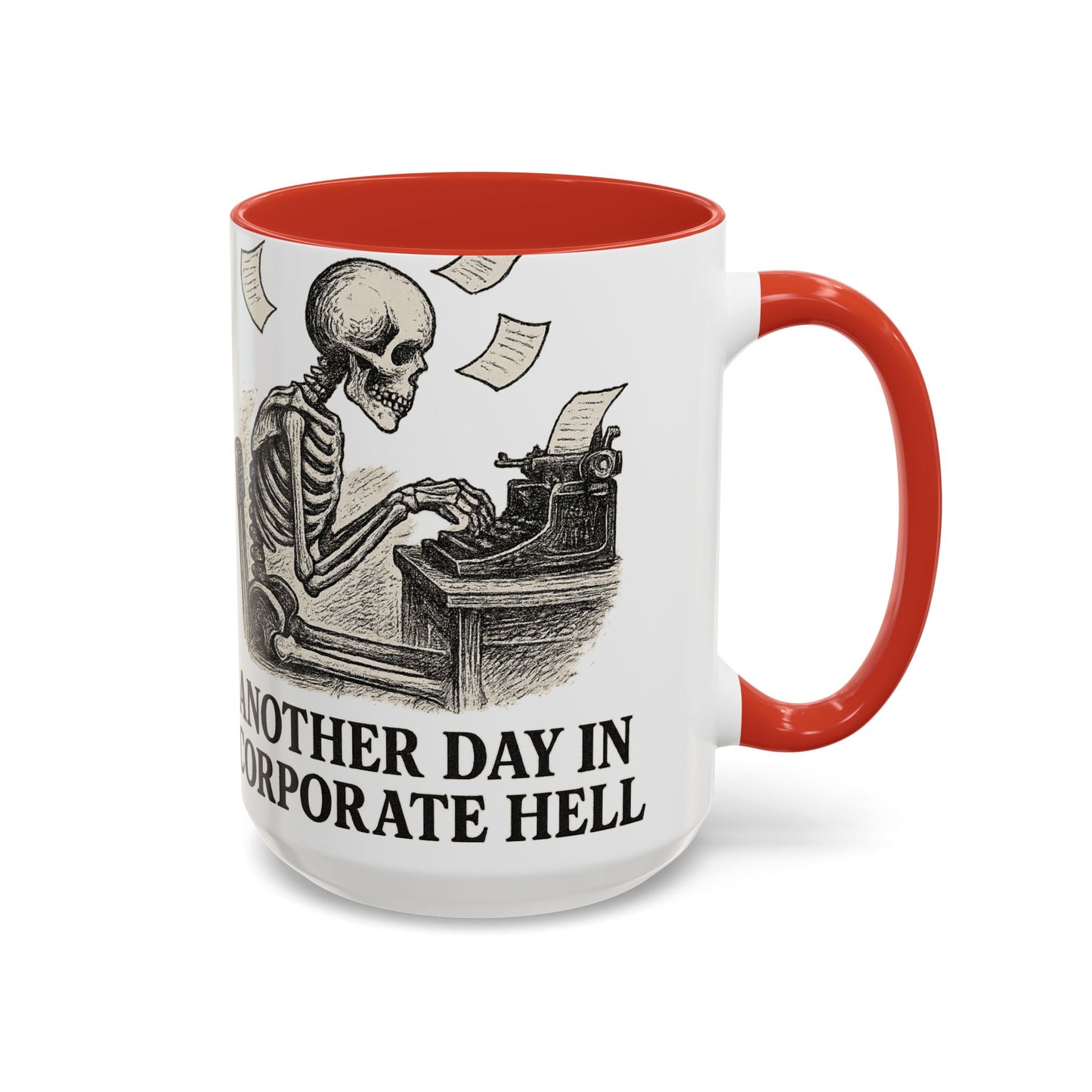 Corporate Humor Coffee Mug, Funny Office Gift, Skeleton Mug, Halloween Decor, Work From Home Coffee Cup, sarcastic office mug