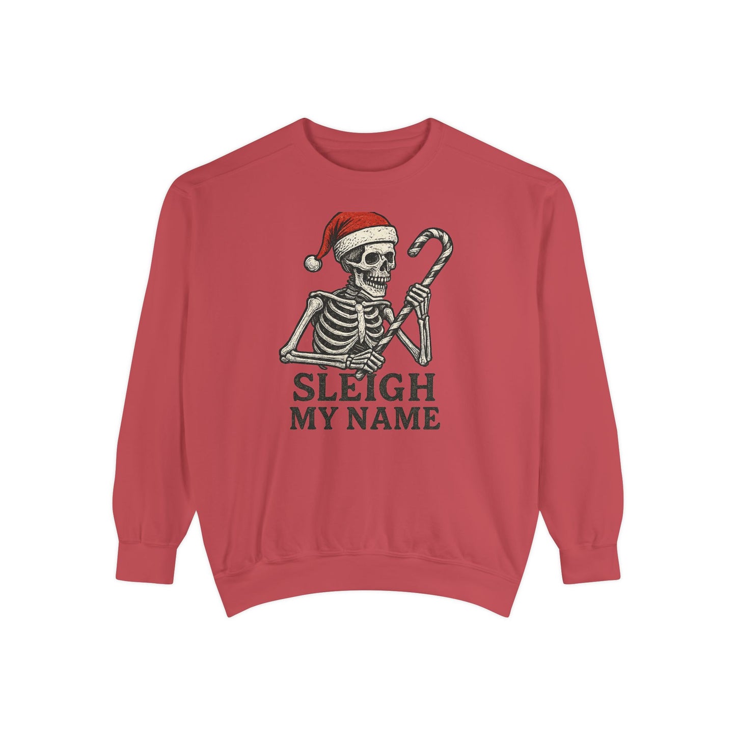 Skeleton Christmas Sweatshirt, Holiday Gift, Unisex Hoodie, Funny Xmas Apparel, Cozy Winter Wear, Sleigh My Name Design