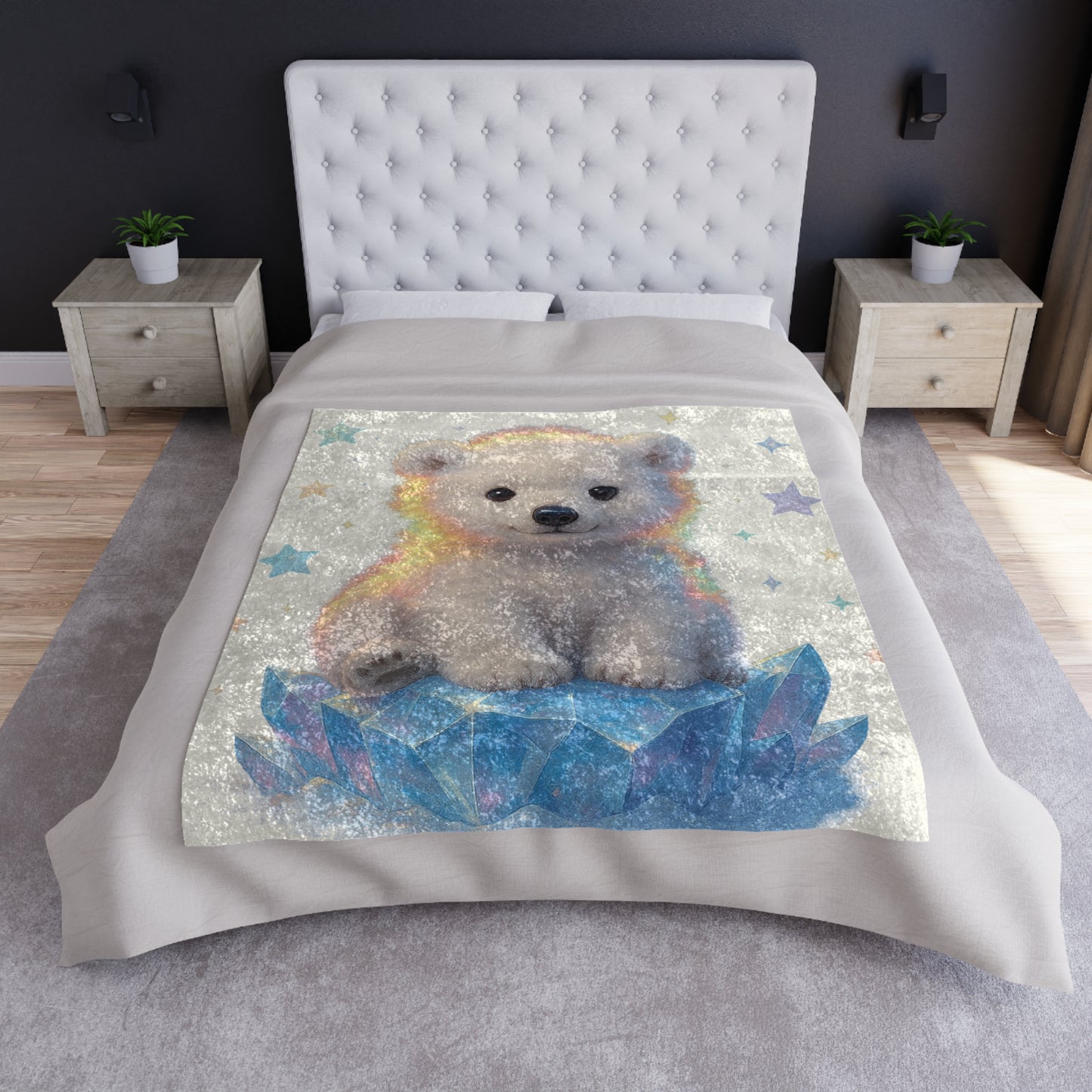 Cozy Polar Bear Crushed Velvet Blanket, Soft Throw for Kids, Nursery Decor, Baby Shower Gift, Winter Cozy Gift