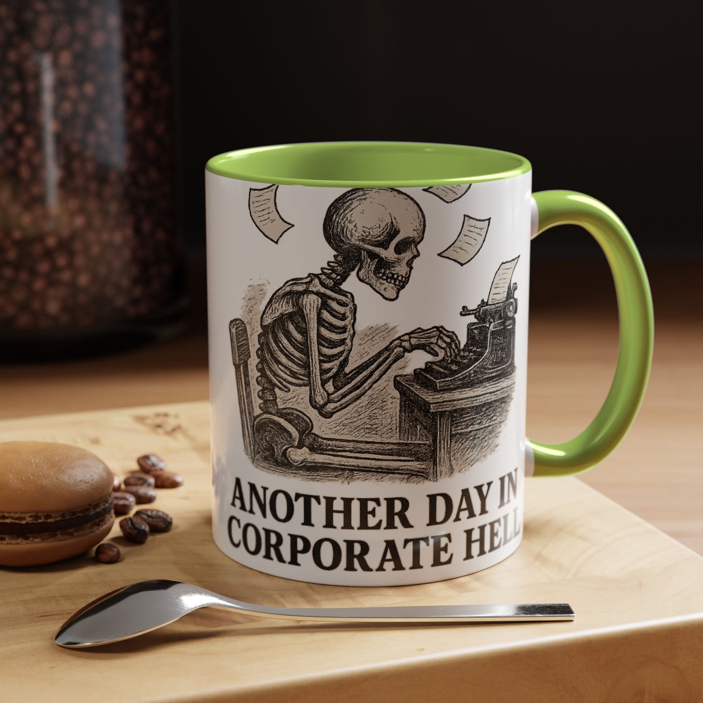 Corporate Humor Coffee Mug, Funny Office Gift, Skeleton Mug, Halloween Decor, Work From Home Coffee Cup, sarcastic office mug