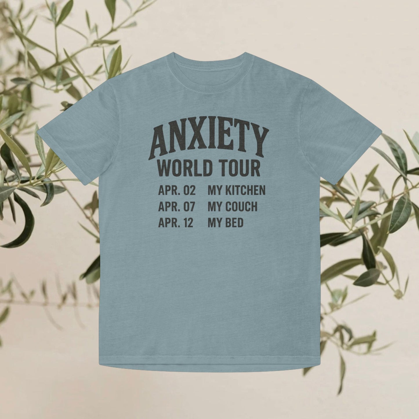 Anxiety World Tour Unisex Faded Shirt, Funny T-Shirt, Relaxation Tee, Gift for Anxiety Awareness, Casual Wear, Humorous Apparel