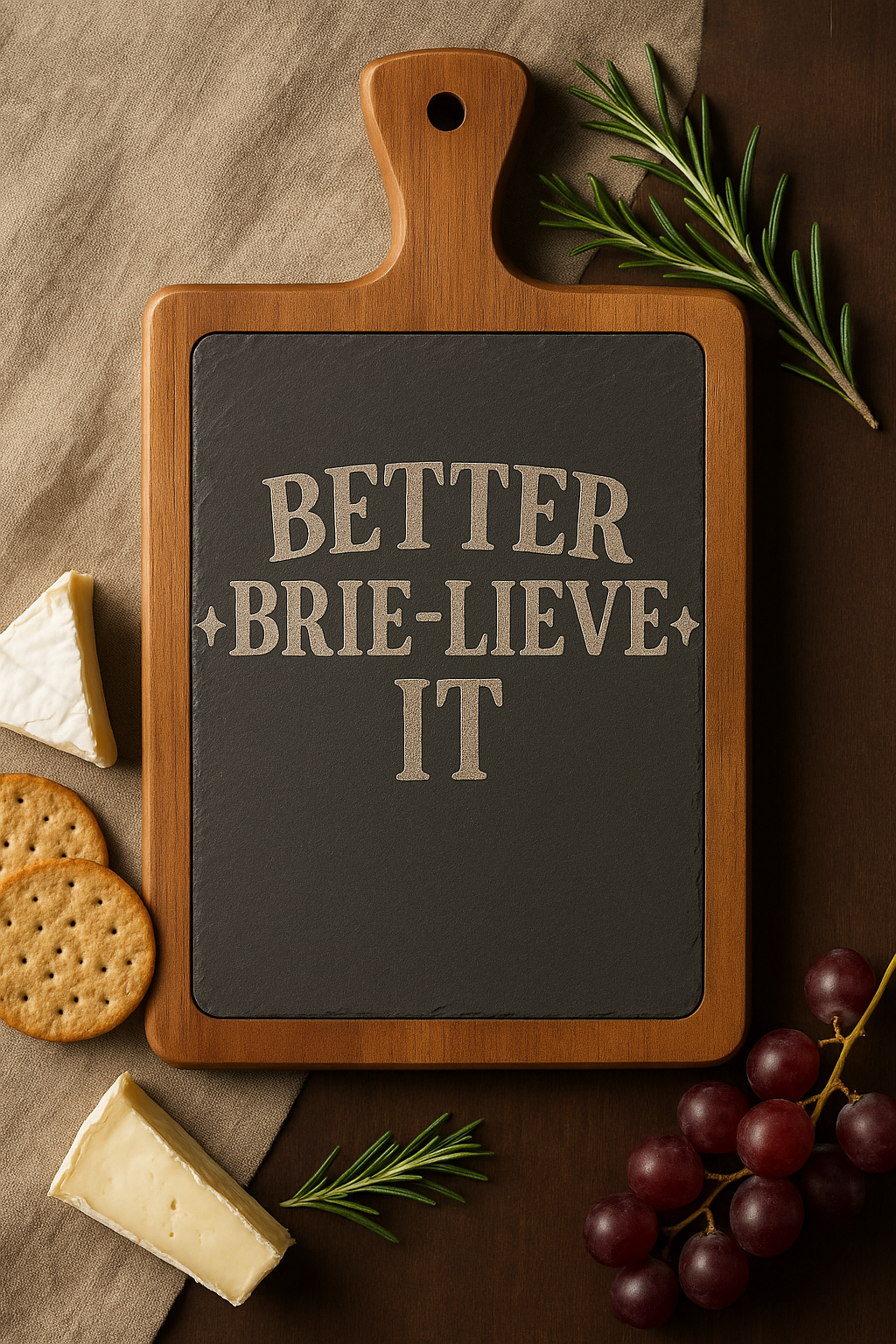 Engraved Charcuterie Board, an Engraved Cheese Platter, Better Brie-Lieve It, Perfect Gift for Foodies, Unique Home Decor, Wedding Favor