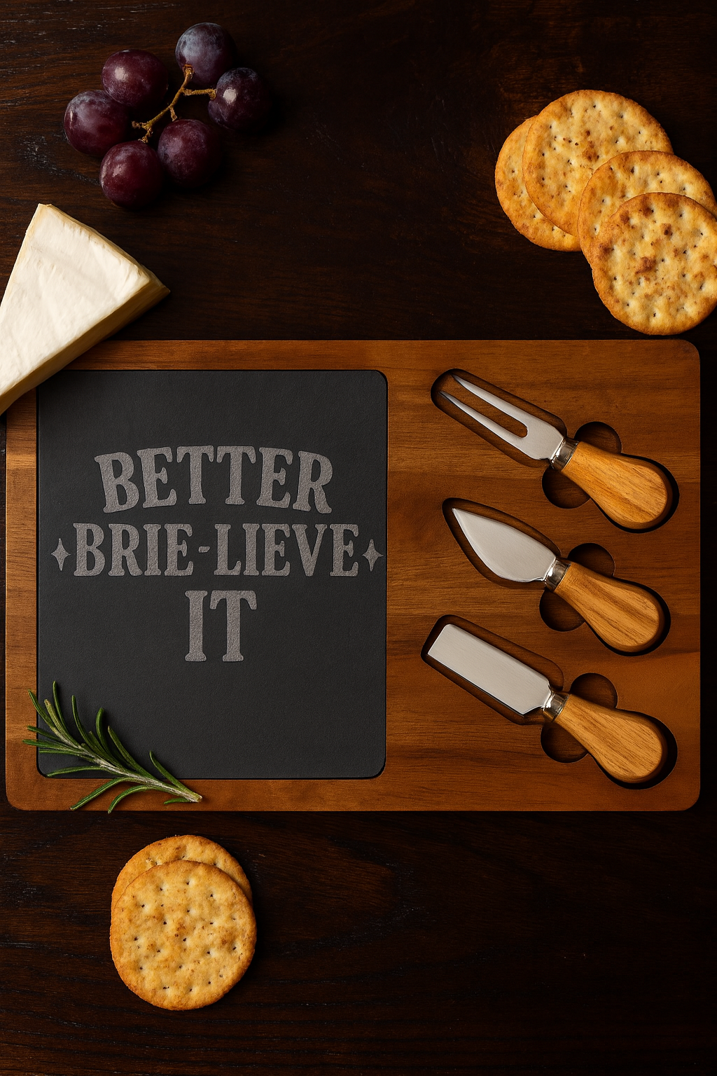 Engraved Charcuterie Board, an Engraved Cheese Platter, Better Brie-Lieve It, Perfect Gift for Foodies, Unique Home Decor, Wedding Favor