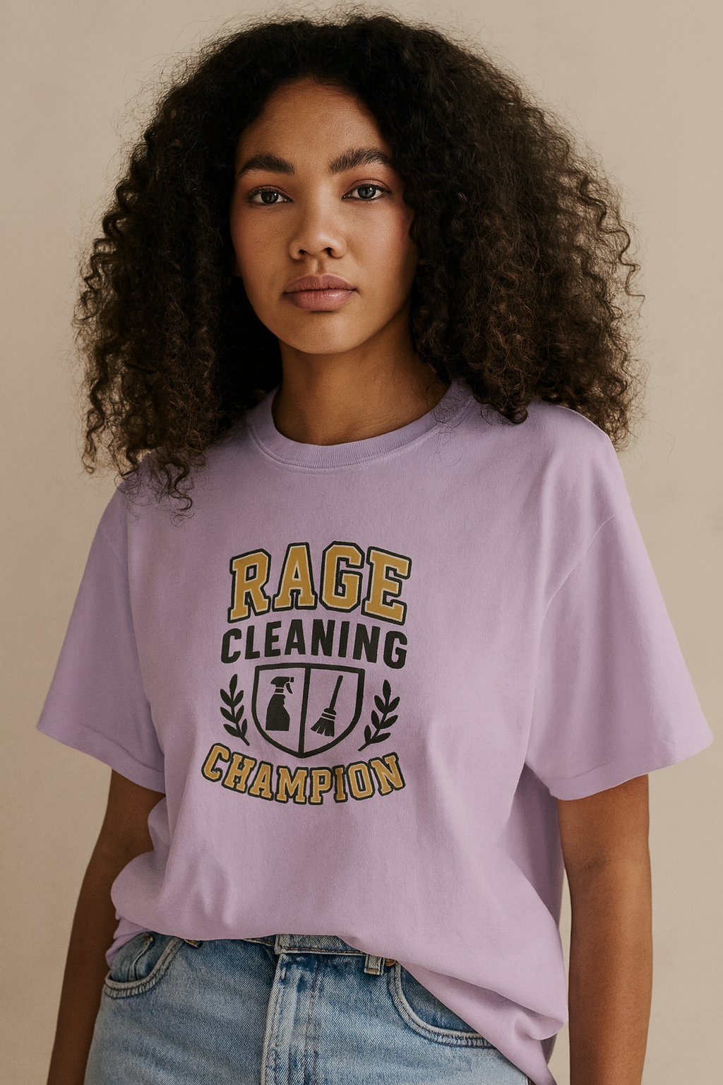 Rage Cleaning Champion Women's Boxy Tee, Fun T-Shirt Gift, Cleaning Motivation Top, Casual Wear, Relaxed Fit Tee