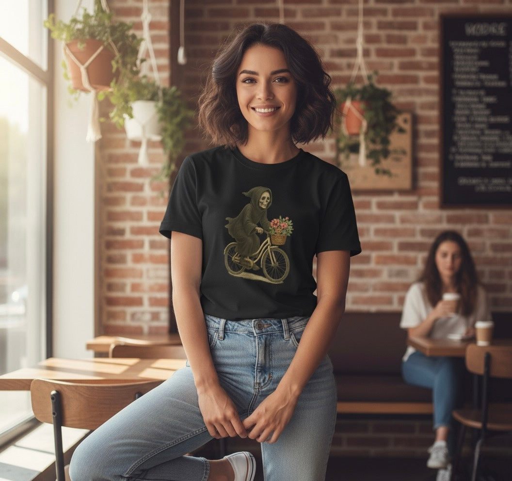 Charming Grim Reaper T-Shirt, Unisex Oversized Tee for Halloween