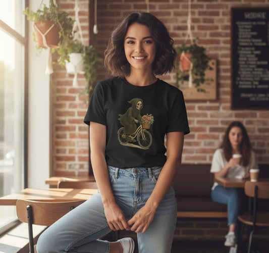 Charming Grim Reaper T-Shirt, Unisex Oversized Tee for Halloween