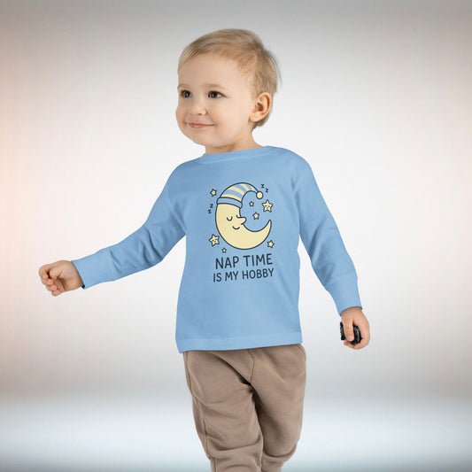 Toddler Long Sleeve Tee with 'Nap Time Is My Hobby' Design - Cute Kids Apparel, Fun Sleepwear, Baby Gifts, Seasonal Wear, Toddler Fashion