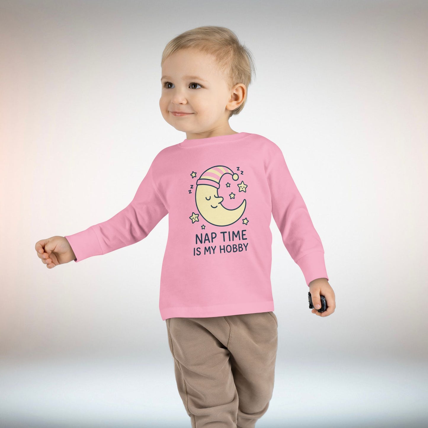 Toddler Long Sleeve Tee with 'Nap Time Is My Hobby' Design - Cute Kids Apparel, Fun Sleepwear, Baby Gifts, Seasonal Wear, Toddler Fashion
