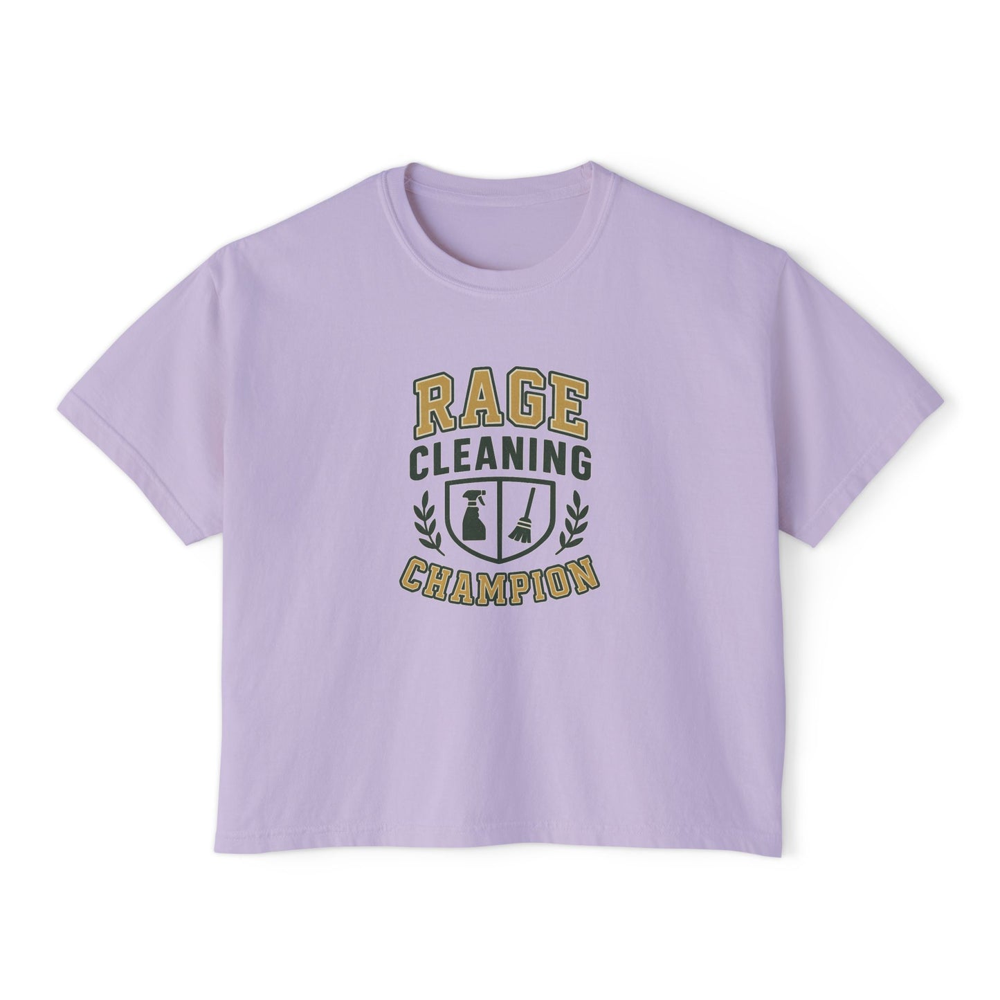 Rage Cleaning Champion Women's Boxy Tee, Fun T-Shirt Gift, Cleaning Motivation Top, Casual Wear, Relaxed Fit Tee