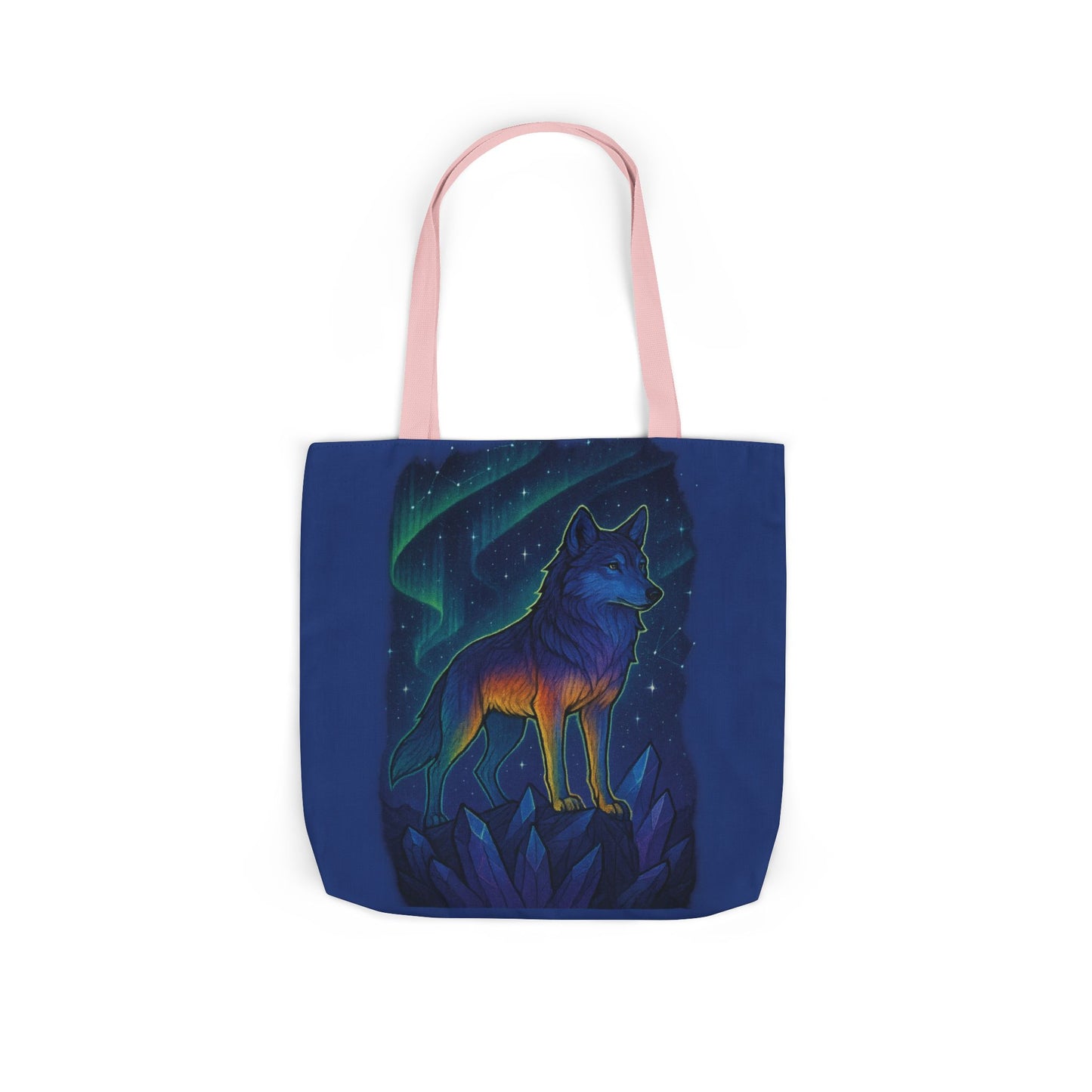 Wolf Art Canvas Tote Bag, Eco-Friendly Shopping Bag, Nature Lover's Gift, Reusable Tote, Wild Wolf Design, Colorful Straps