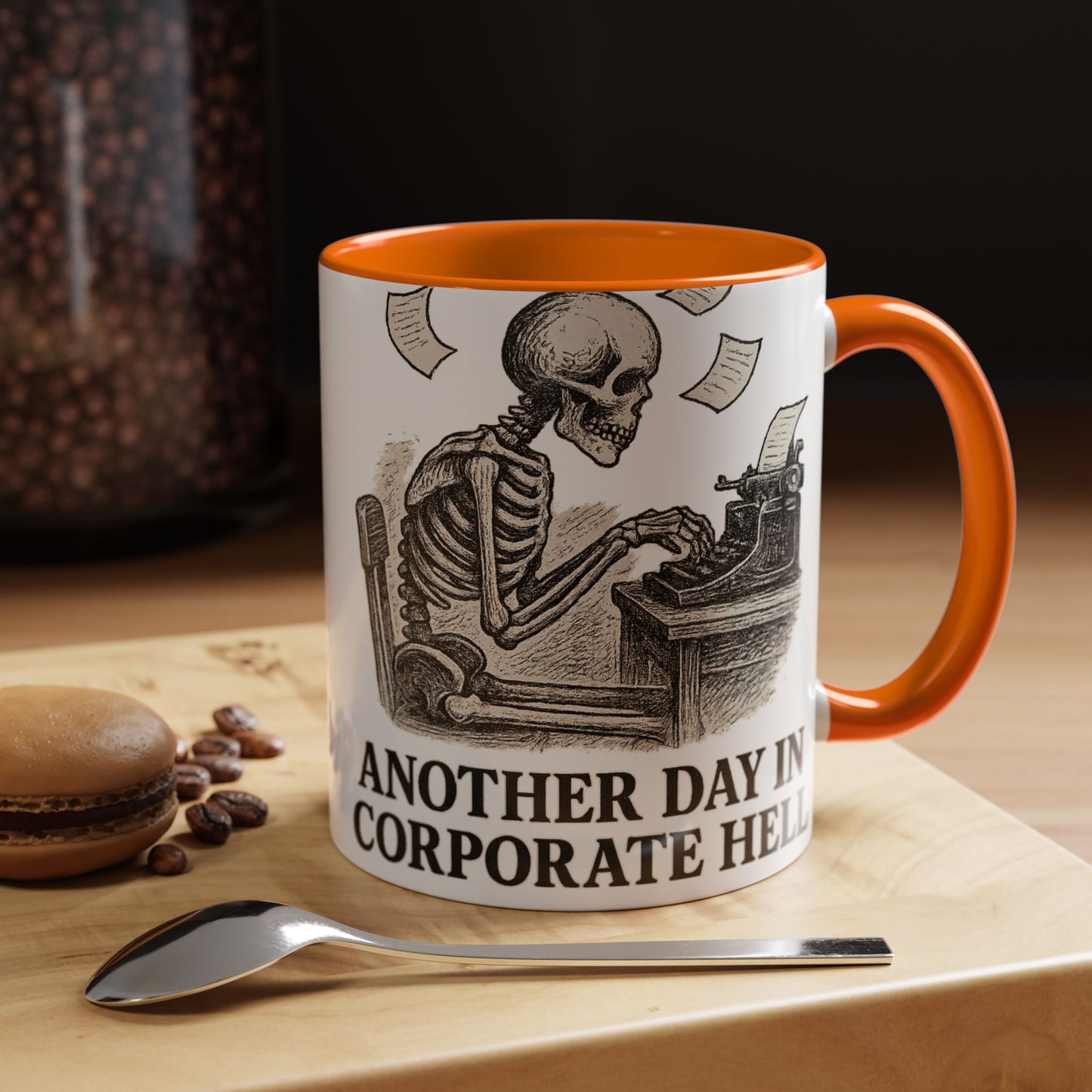 Corporate Humor Coffee Mug, Funny Office Gift, Skeleton Mug, Halloween Decor, Work From Home Coffee Cup, sarcastic office mug