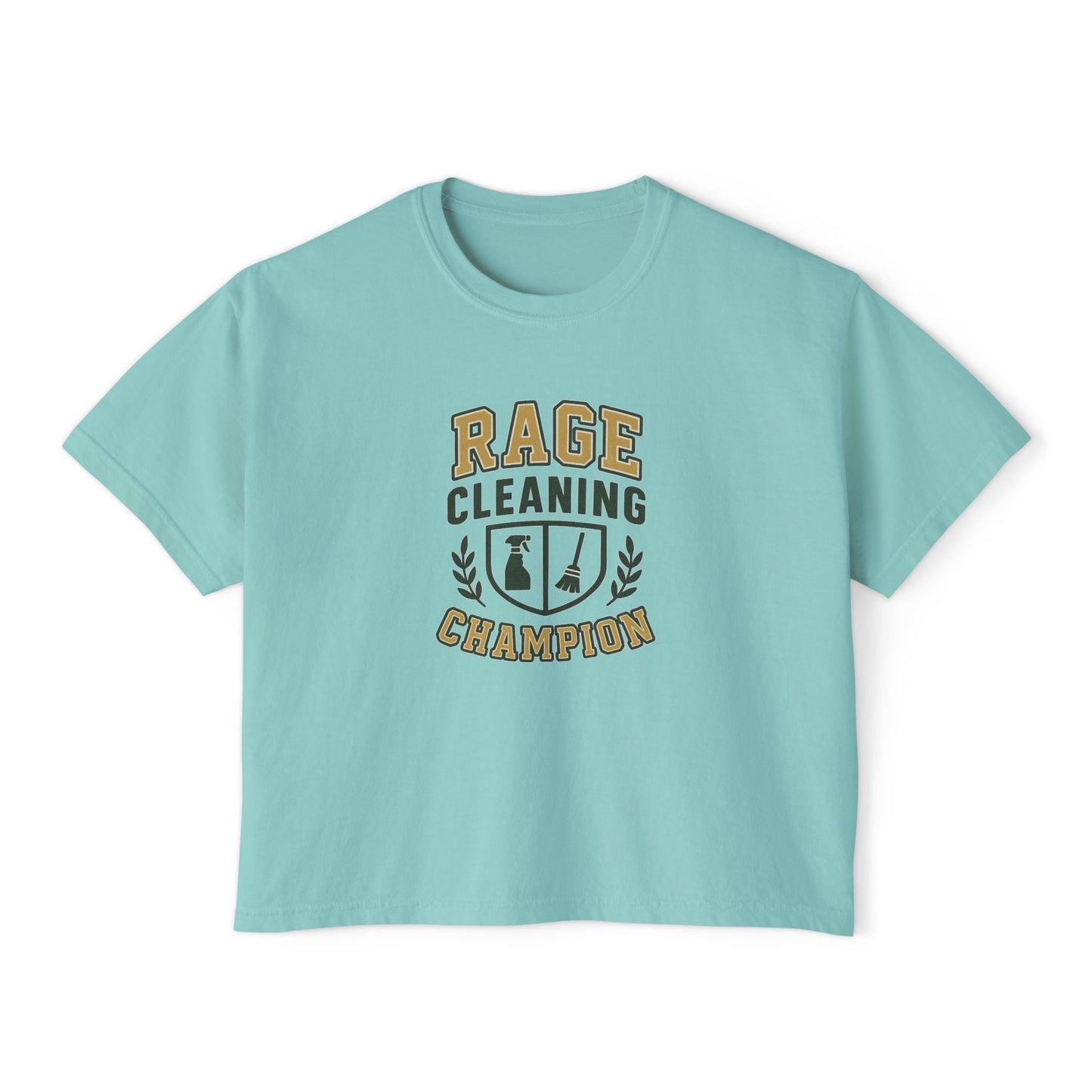 Rage Cleaning Champion Women's Boxy Tee, Fun T-Shirt Gift, Cleaning Motivation Top, Casual Wear, Relaxed Fit Tee