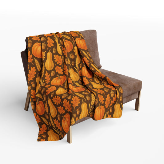 Cozy Autumn Fleece Blanket - Pumpkin and Gourd Design, Fall Decor, Halloween Gift, Warm Throw, Seasonal Home Accessory, Thanksgiving