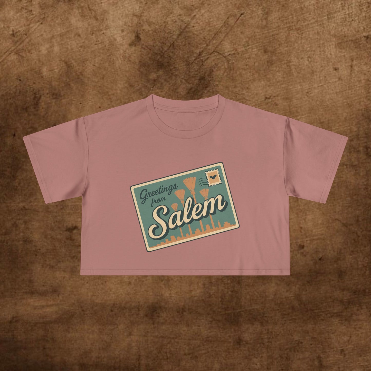 Salem Greetings Women's Crop Tee - Vintage Style Shirt, Casual Summer Top, Travel Souvenir, Halloween Apparel, Gift for Friends