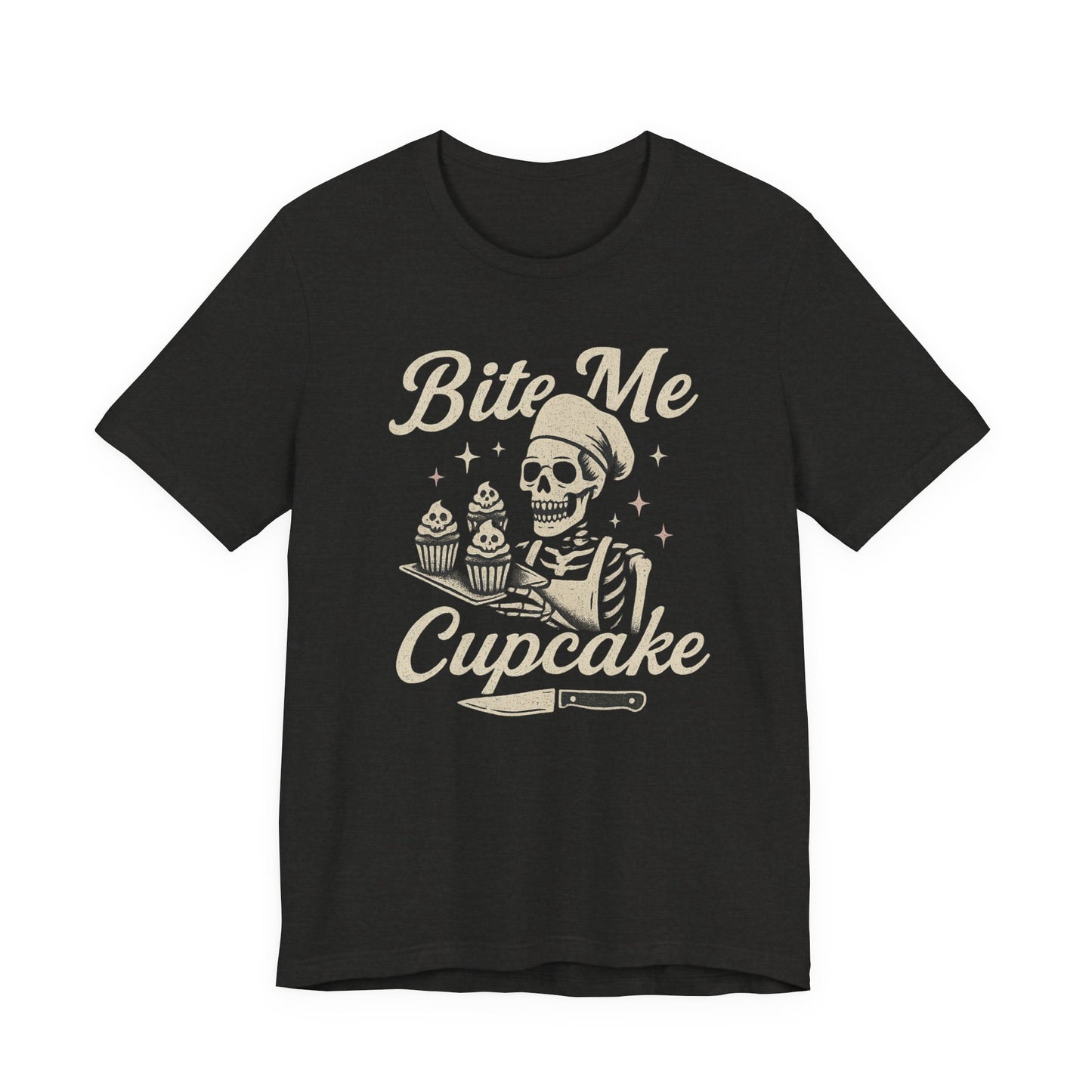 Skeletal Cupcake Tee, Funny Halloween Shirt, Unisex Graphic T-Shirt, Sweet Tooth Gift, Spooky Baking Apparel