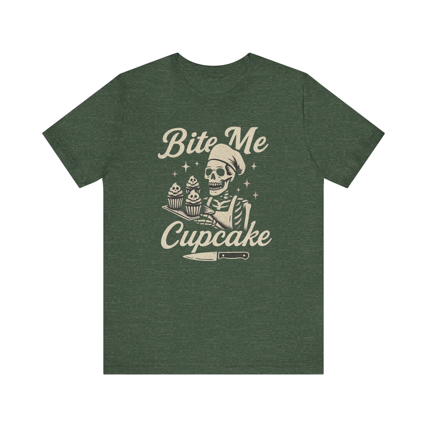 Skeletal Cupcake Tee, Funny Halloween Shirt, Unisex Graphic T-Shirt, Sweet Tooth Gift, Spooky Baking Apparel