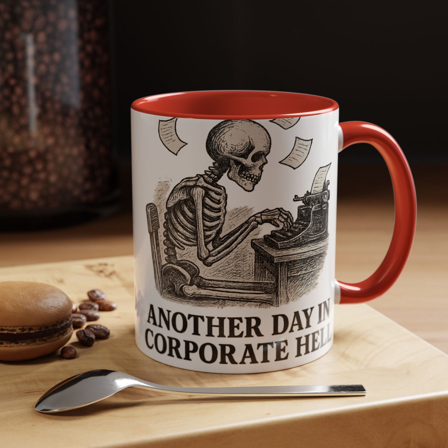Corporate Humor Coffee Mug, Funny Office Gift, Skeleton Mug, Halloween Decor, Work From Home Coffee Cup, sarcastic office mug
