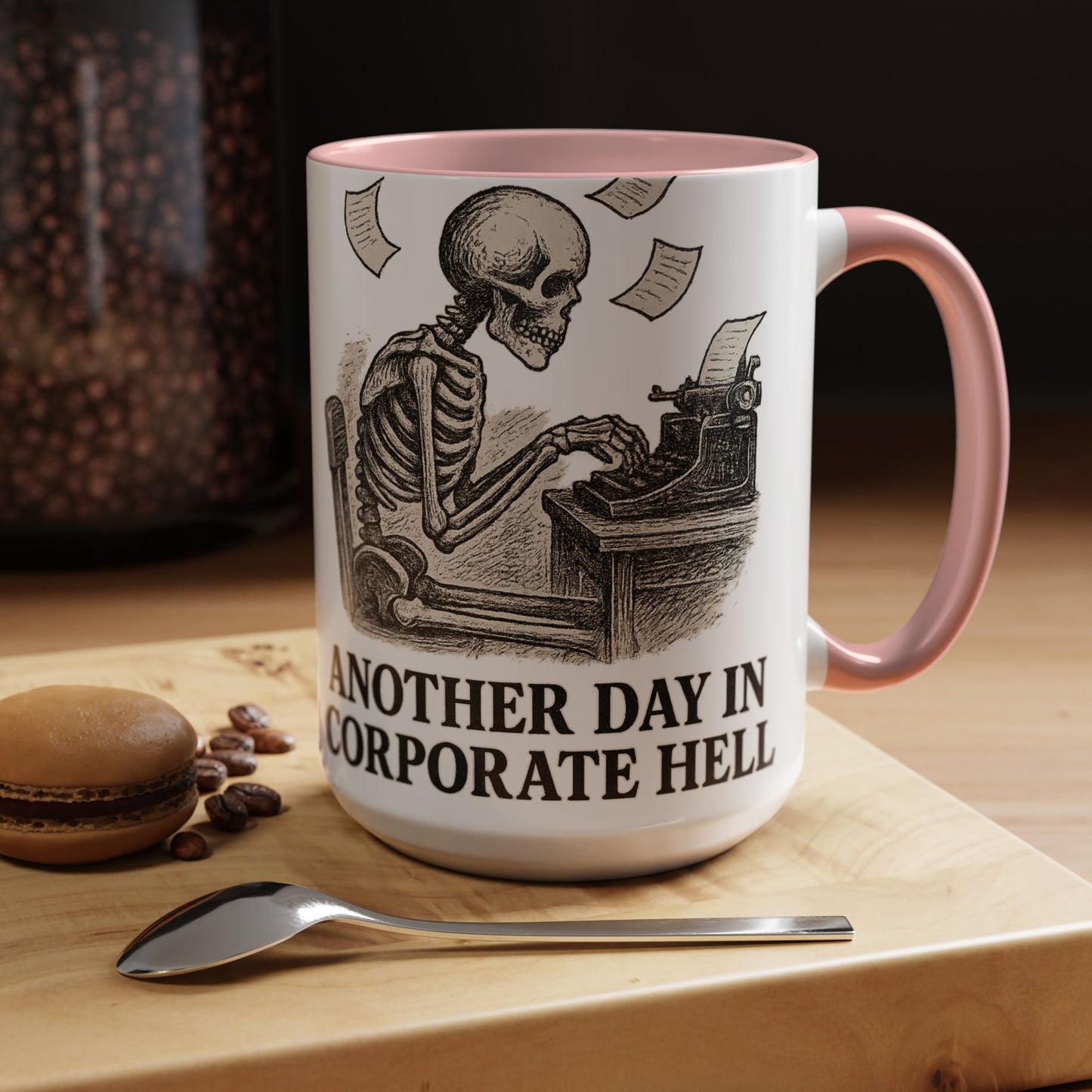 Corporate Humor Coffee Mug, Funny Office Gift, Skeleton Mug, Halloween Decor, Work From Home Coffee Cup, sarcastic office mug
