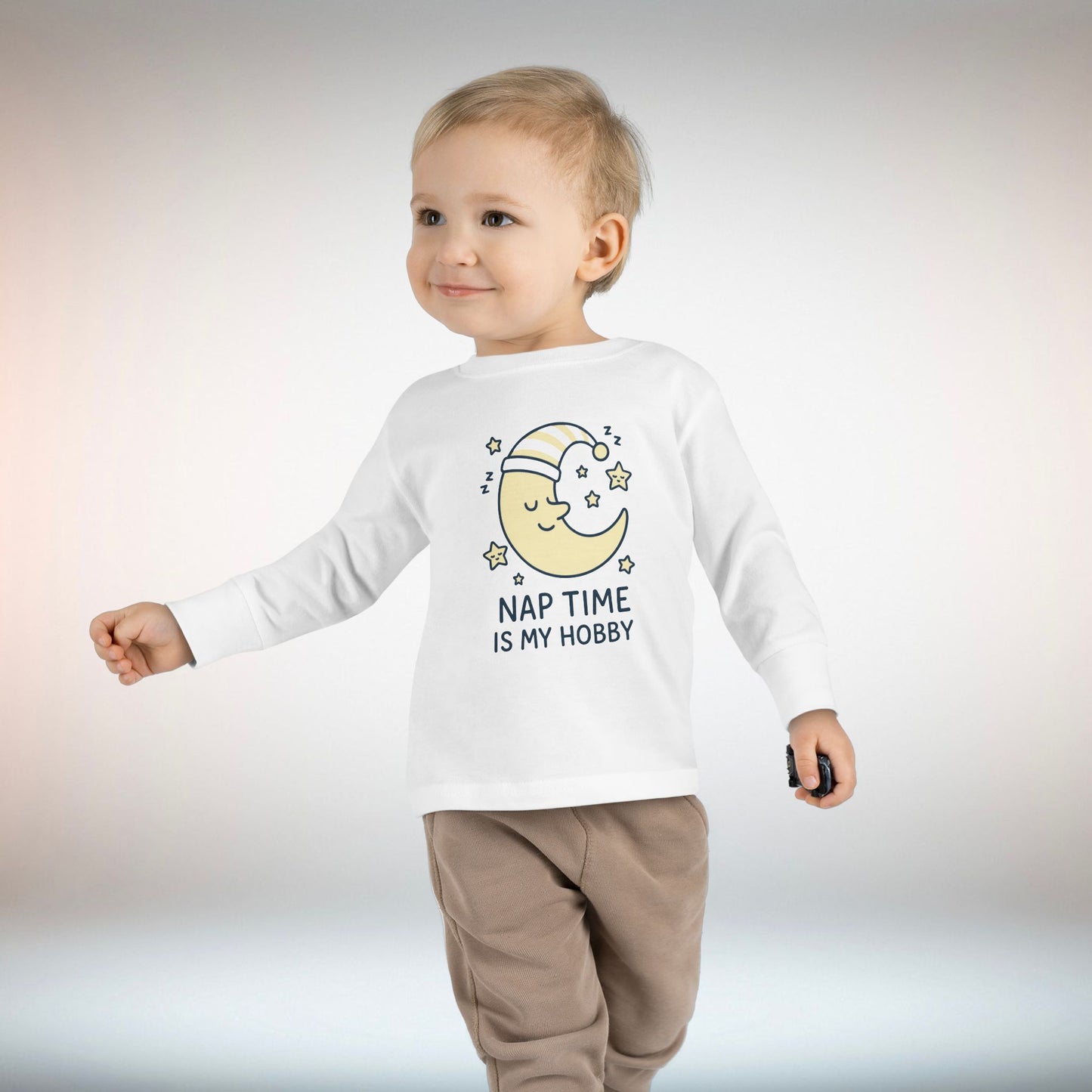 Toddler Long Sleeve Tee with 'Nap Time Is My Hobby' Design - Cute Kids Apparel, Fun Sleepwear, Baby Gifts, Seasonal Wear, Toddler Fashion