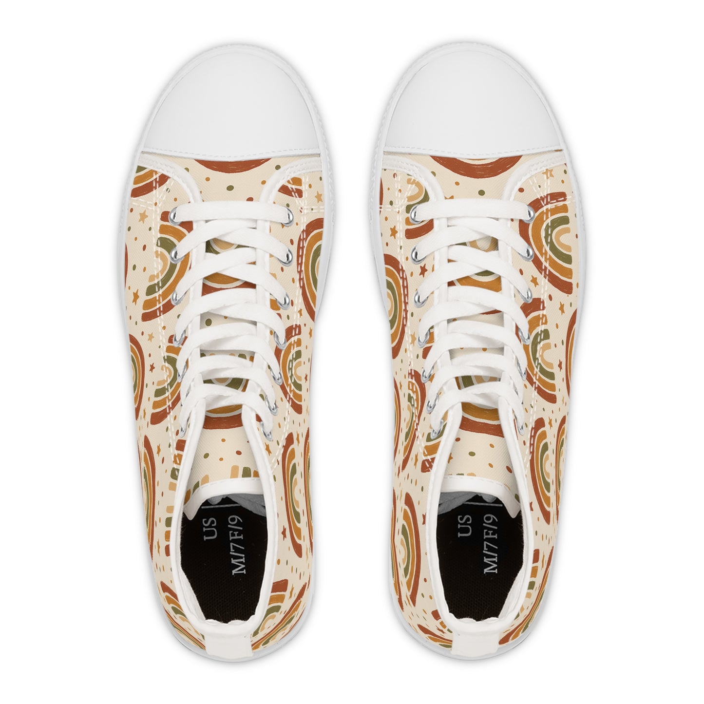 Boho Rainbow High Top Sneakers, Trendy Canvas Shoes, Comfortable Casual Footwear, Gifts for Her, Summer Style