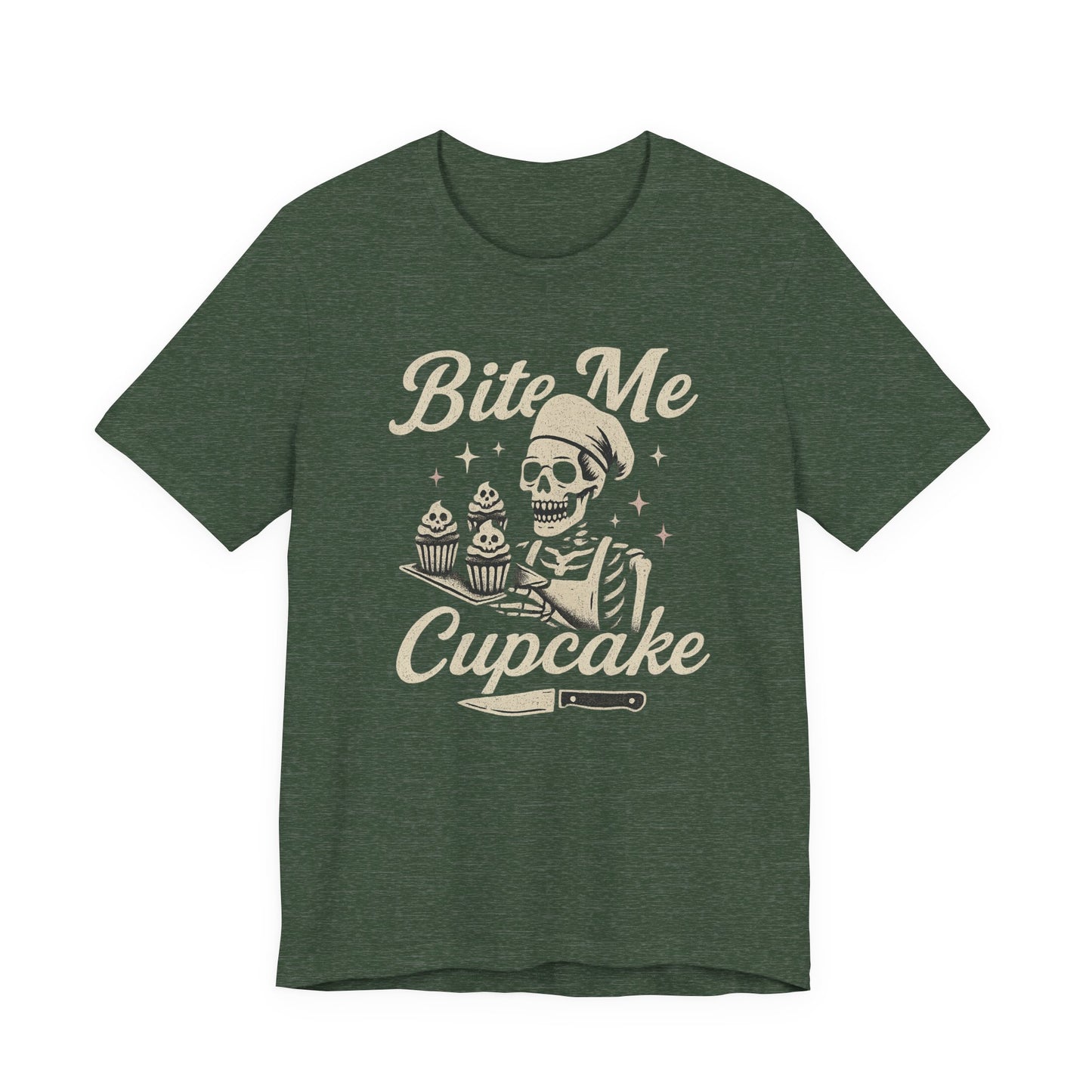 Skeletal Cupcake Tee, Funny Halloween Shirt, Unisex Graphic T-Shirt, Sweet Tooth Gift, Spooky Baking Apparel