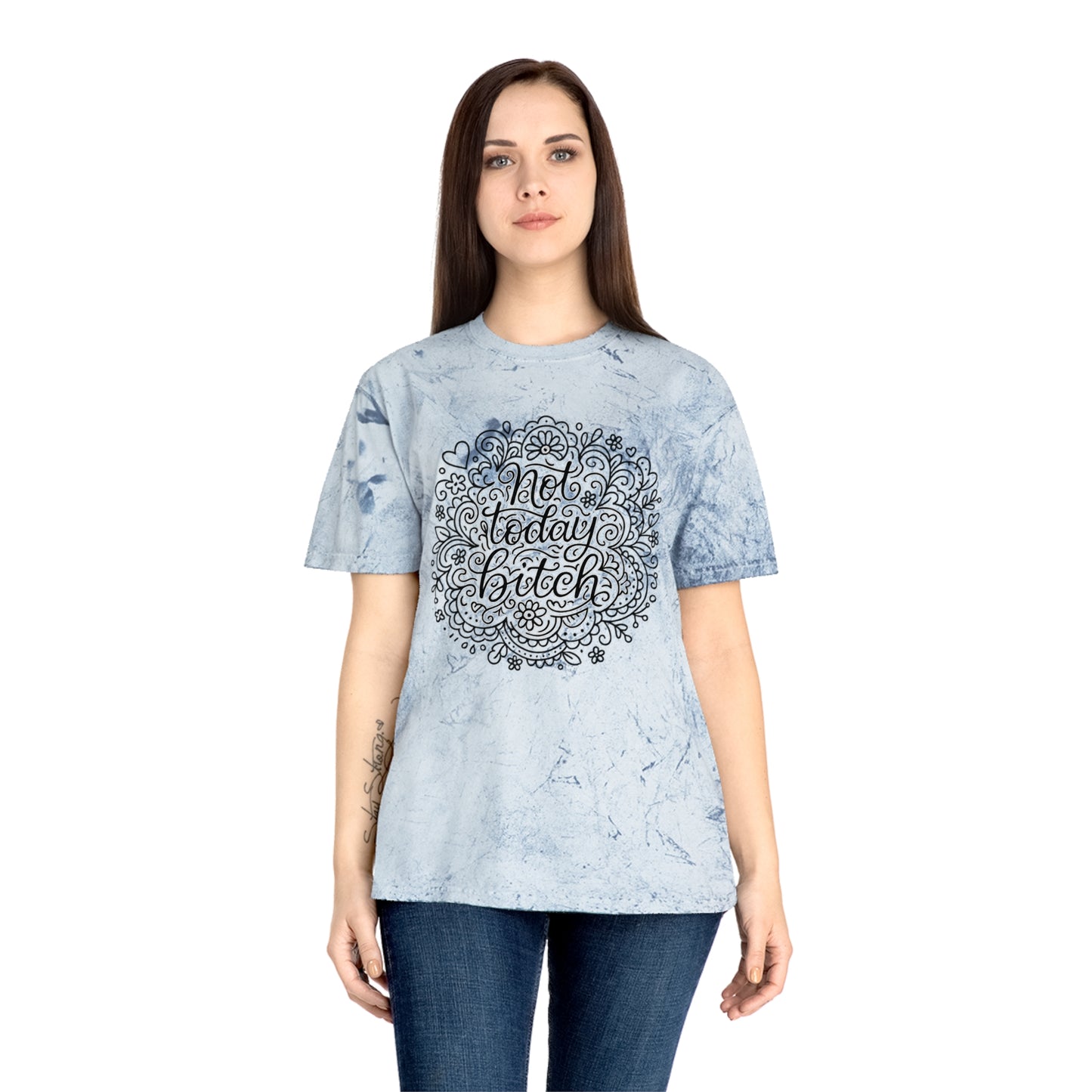 Colorful Graphic Tee for Relaxed Days, Not Today Bitch Shirt, Unisex Tie-Dye T-Shirt, Casual Everyday Wear, Quirky Gift Idea