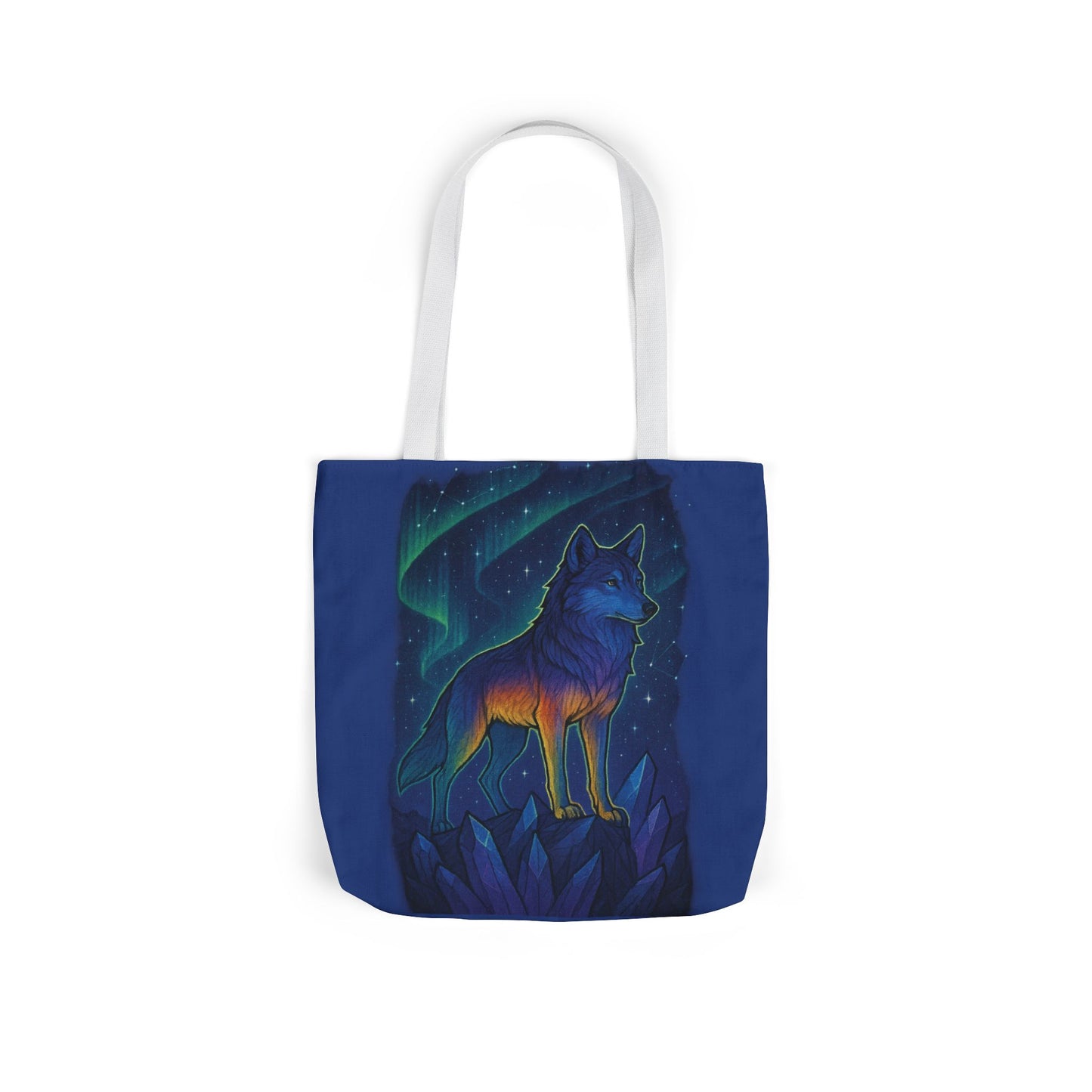 Wolf Art Canvas Tote Bag, Eco-Friendly Shopping Bag, Nature Lover's Gift, Reusable Tote, Wild Wolf Design, Colorful Straps