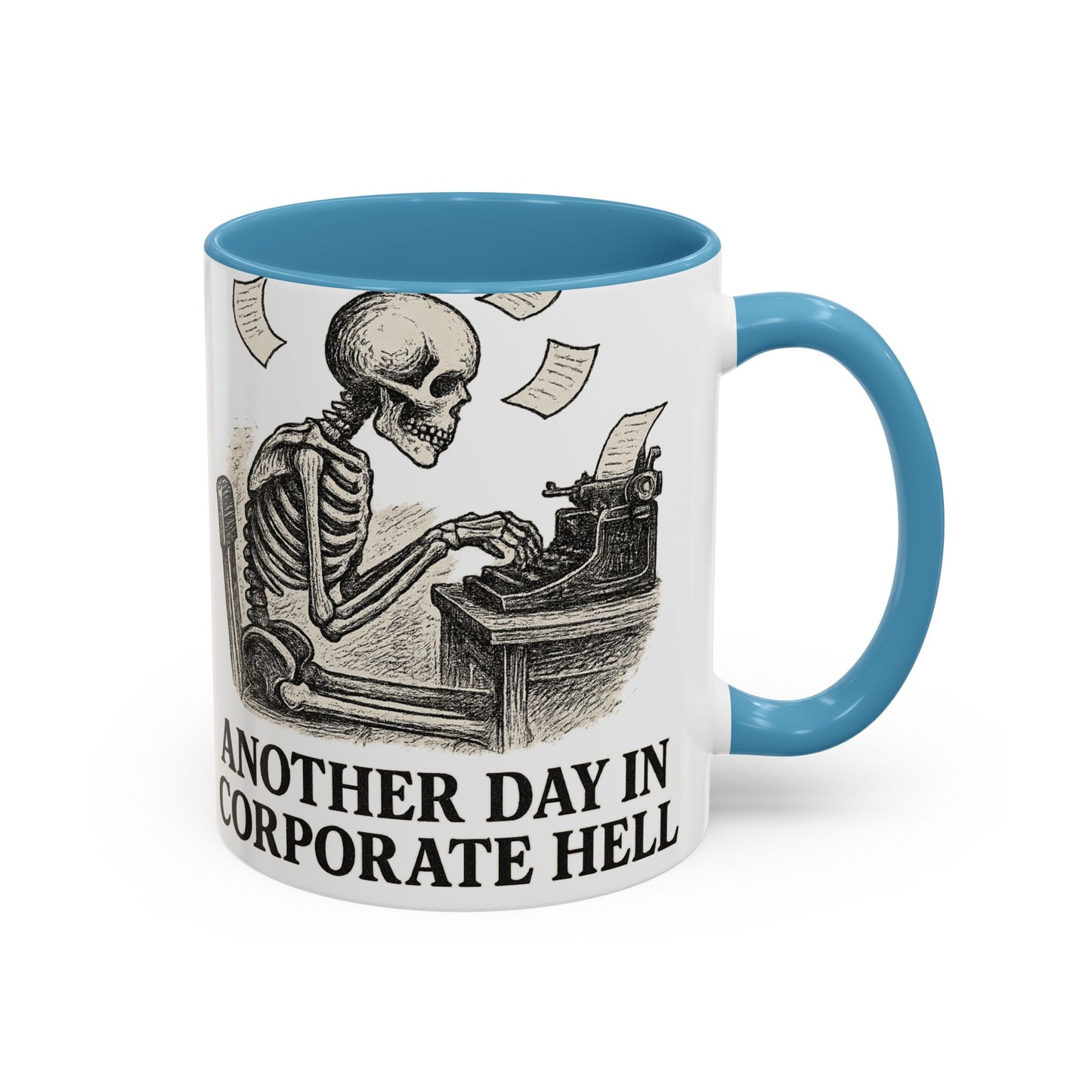 Corporate Humor Coffee Mug, Funny Office Gift, Skeleton Mug, Halloween Decor, Work From Home Coffee Cup, sarcastic office mug