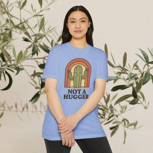 Cactus Humor Tee, Funny Cactus Shirt, Not a Hugger T-shirt, Unisex Casual Wear, Gift for Introverts