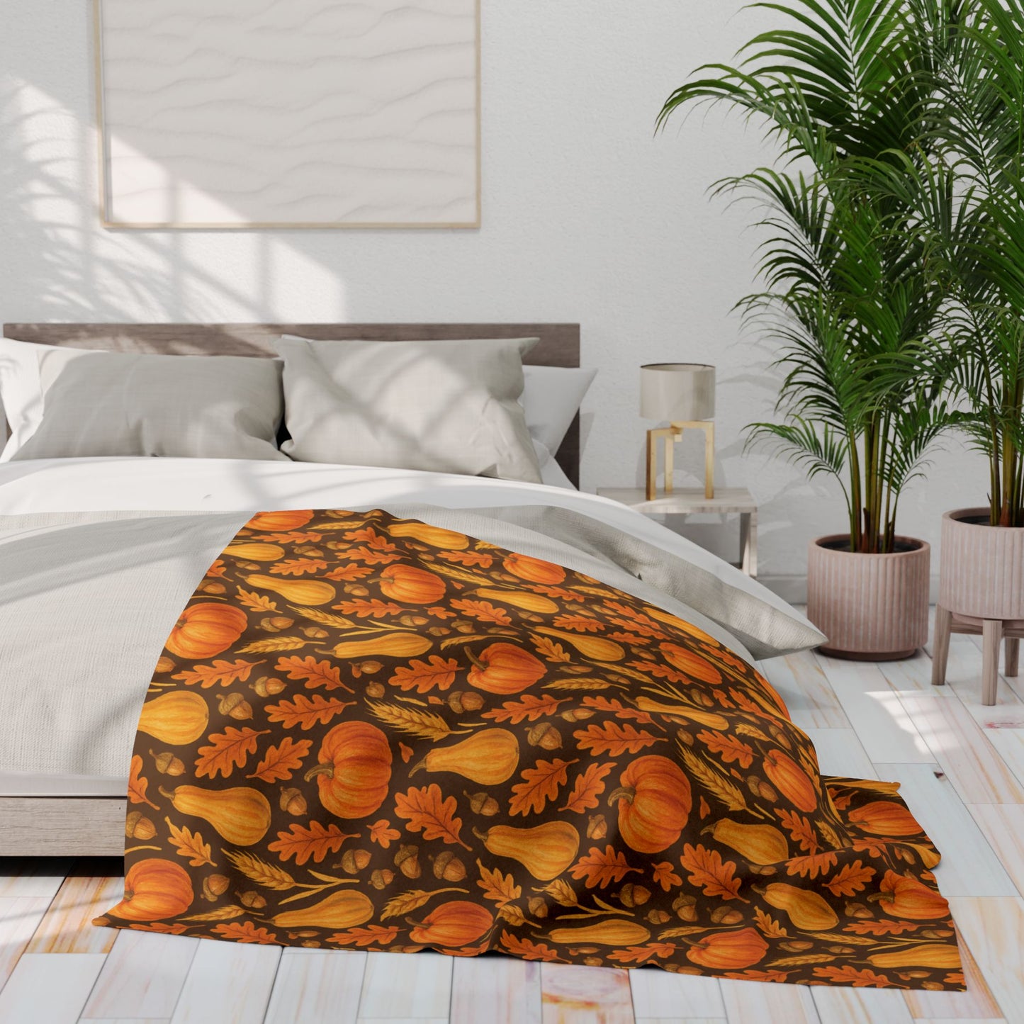 Cozy Autumn Fleece Blanket - Pumpkin and Gourd Design, Fall Decor, Halloween Gift, Warm Throw, Seasonal Home Accessory, Thanksgiving