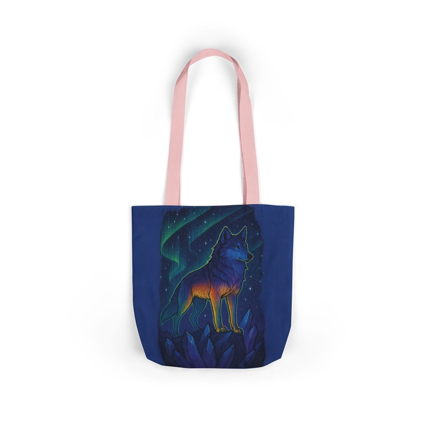 Wolf Art Canvas Tote Bag, Eco-Friendly Shopping Bag, Nature Lover's Gift, Reusable Tote, Wild Wolf Design, Colorful Straps