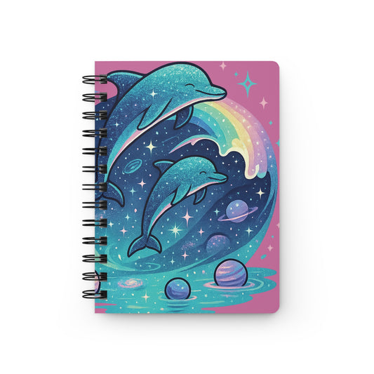 Cosmic Dolphin Spiral Journal | Notebook for Dreamers, Gift for Ocean Lovers, Art Journal, Travel Notebook, Teen Stationery