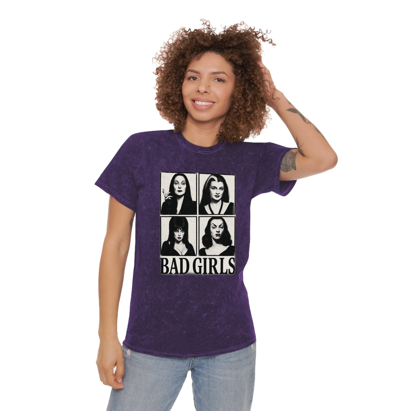 Bad Girls Unisex Mineral Wash T-Shirt | Vintage Graphic Tee, Trendy Casual Wear, Perfect for Gifting, Festival Fashion, Everyday Outfits