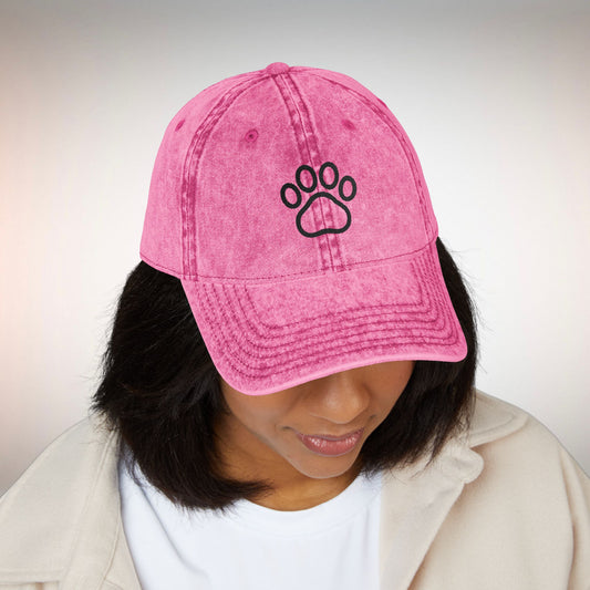Vintage Paw Print Cap, Embroidered Hat for Dog Lovers