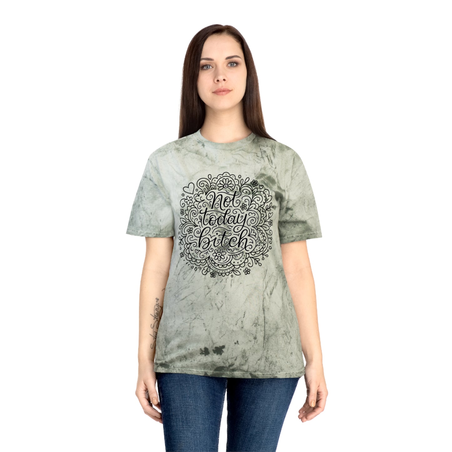 Colorful Graphic Tee for Relaxed Days, Not Today Bitch Shirt, Unisex Tie-Dye T-Shirt, Casual Everyday Wear, Quirky Gift Idea