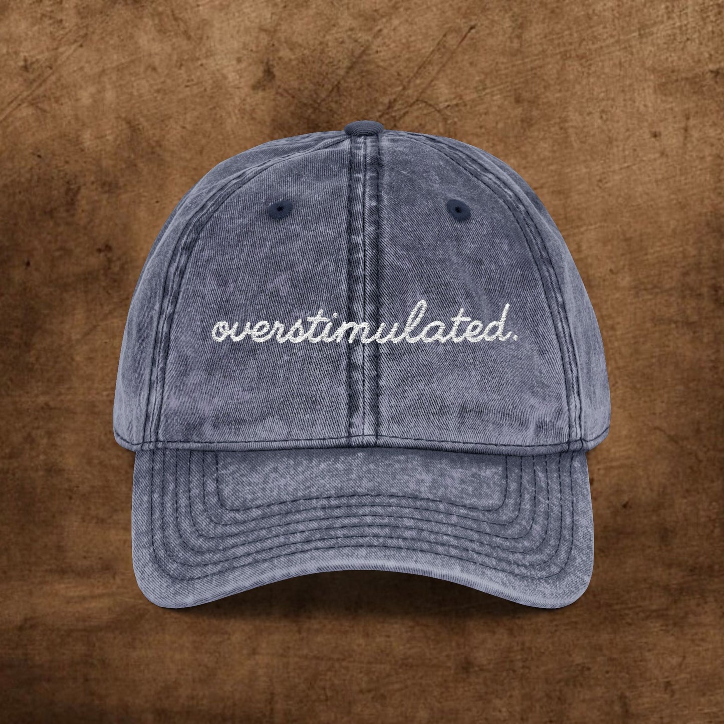 Vintage Embroidered Cap - Overstimulated, Trendy Hat, Casual Wear, Gift for Her, Adjustable Baseball Cap