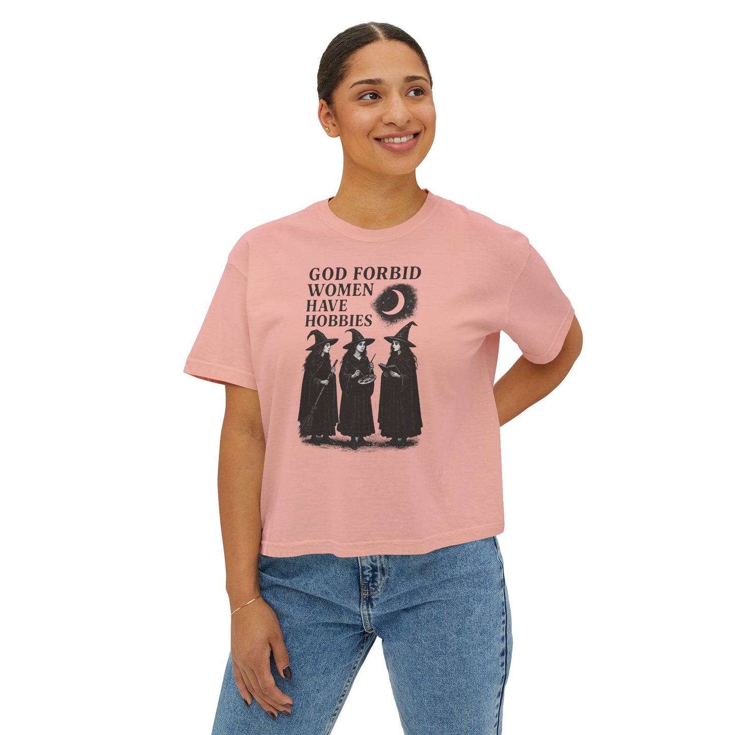Spooky Women's Boxy Tee, Halloween Shirt, Witchy Vibes Tee, Gift for Witches, Casual Witch Merchandise