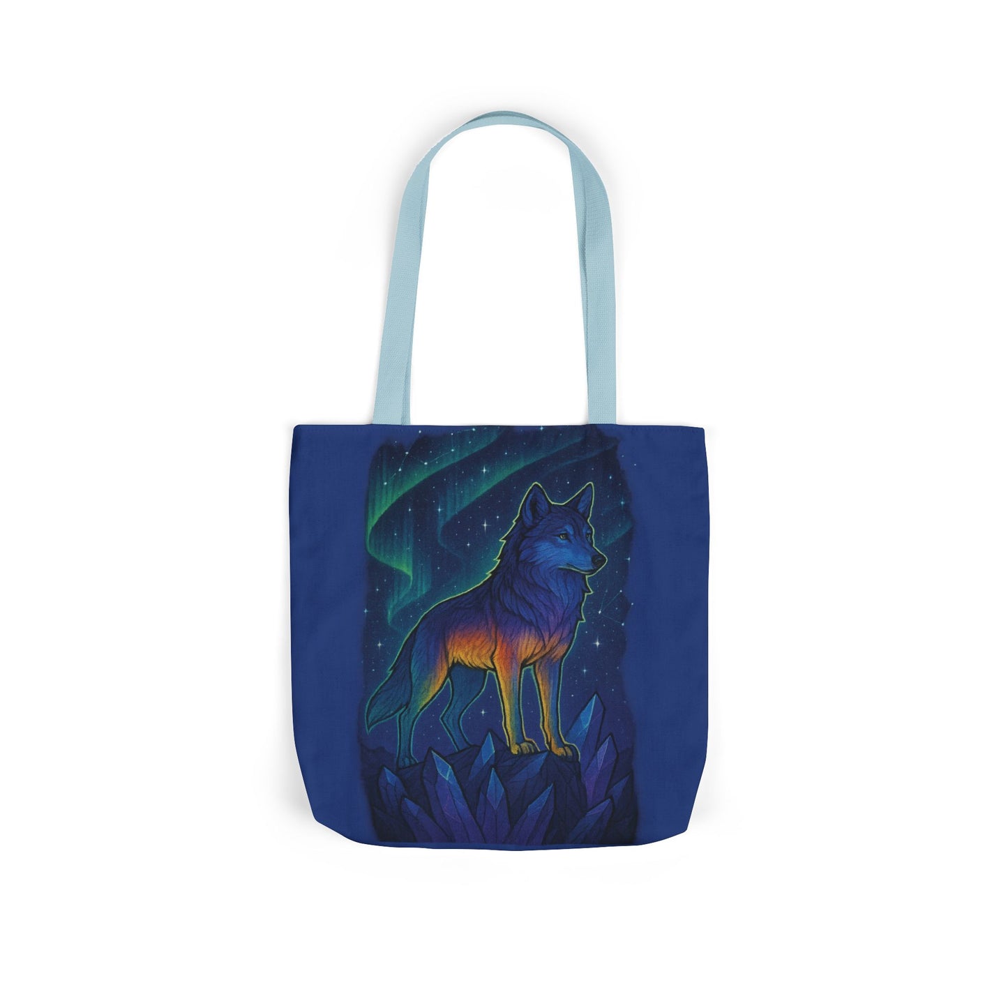 Wolf Art Canvas Tote Bag, Eco-Friendly Shopping Bag, Nature Lover's Gift, Reusable Tote, Wild Wolf Design, Colorful Straps
