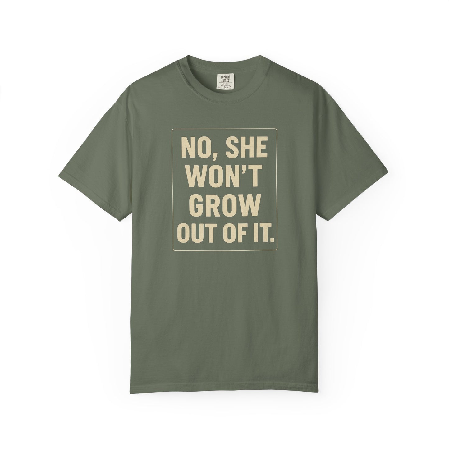 Unisex Humorous She Won’t Grow Out Of It T-shirt, Casual Wear, Birthday Gift, Everyday Comfort, Fun Statement Tee, Autism Parents