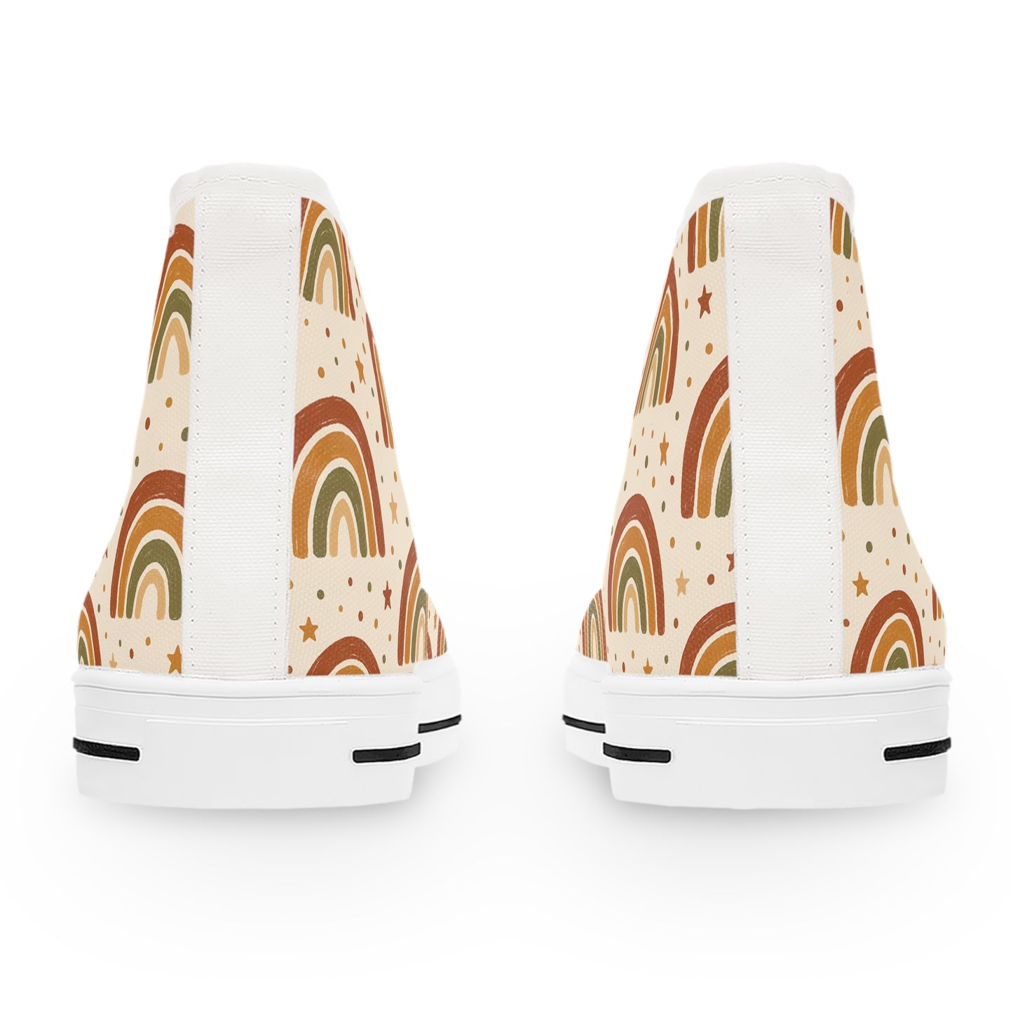 Boho Rainbow High Top Sneakers, Trendy Canvas Shoes, Comfortable Casual Footwear, Gifts for Her, Summer Style