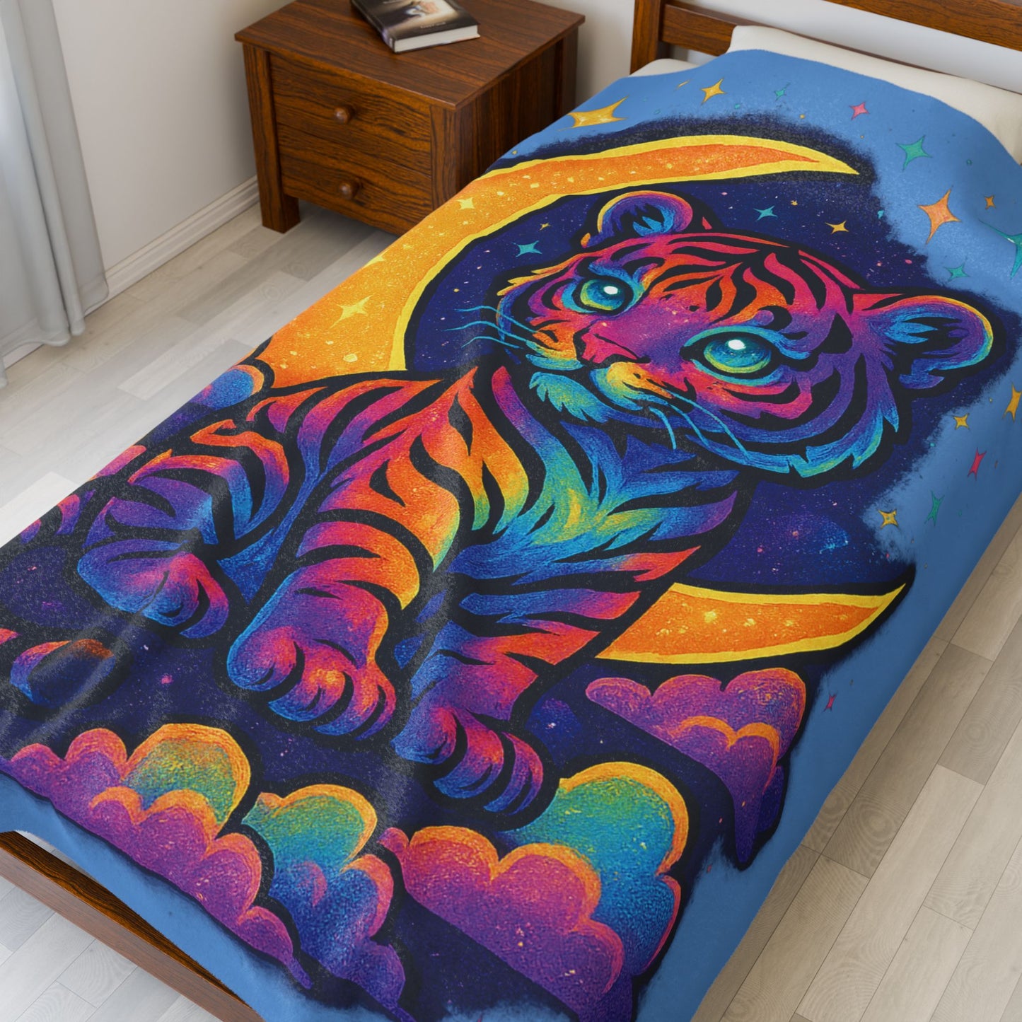 Whimsical Tiger Plush Blanket - Cozy Throw for Kids, Nursery Decor, Gift for Animal Lovers, Sleepovers, and Birthday Celebrations