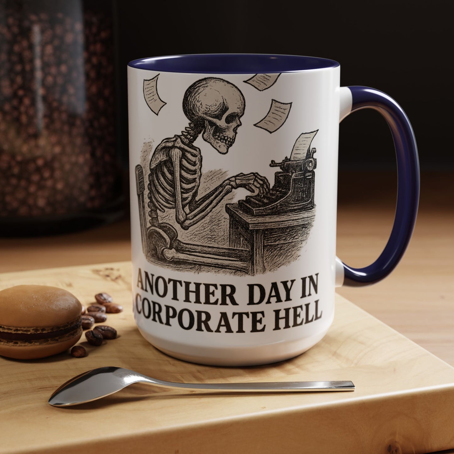 Corporate Humor Coffee Mug, Funny Office Gift, Skeleton Mug, Halloween Decor, Work From Home Coffee Cup, sarcastic office mug