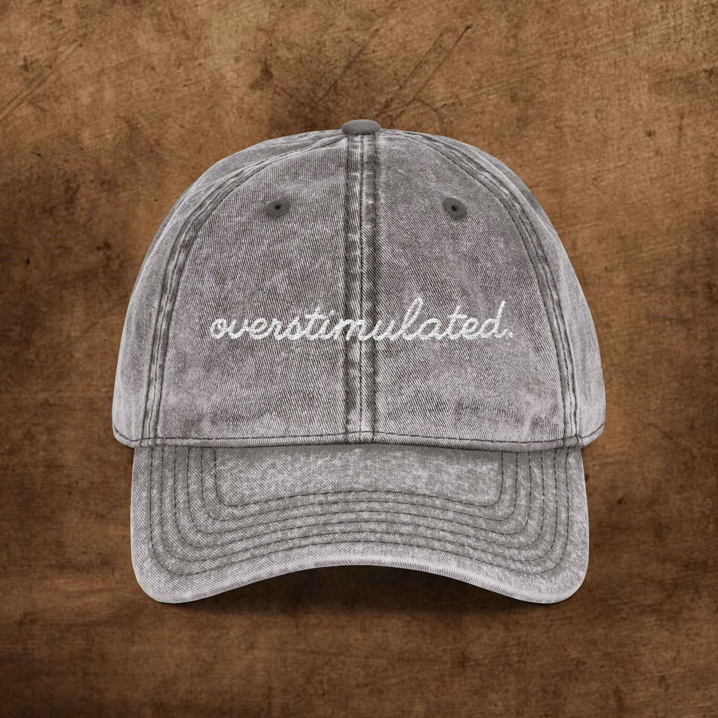 Vintage Embroidered Cap - Overstimulated, Trendy Hat, Casual Wear, Gift for Her, Adjustable Baseball Cap