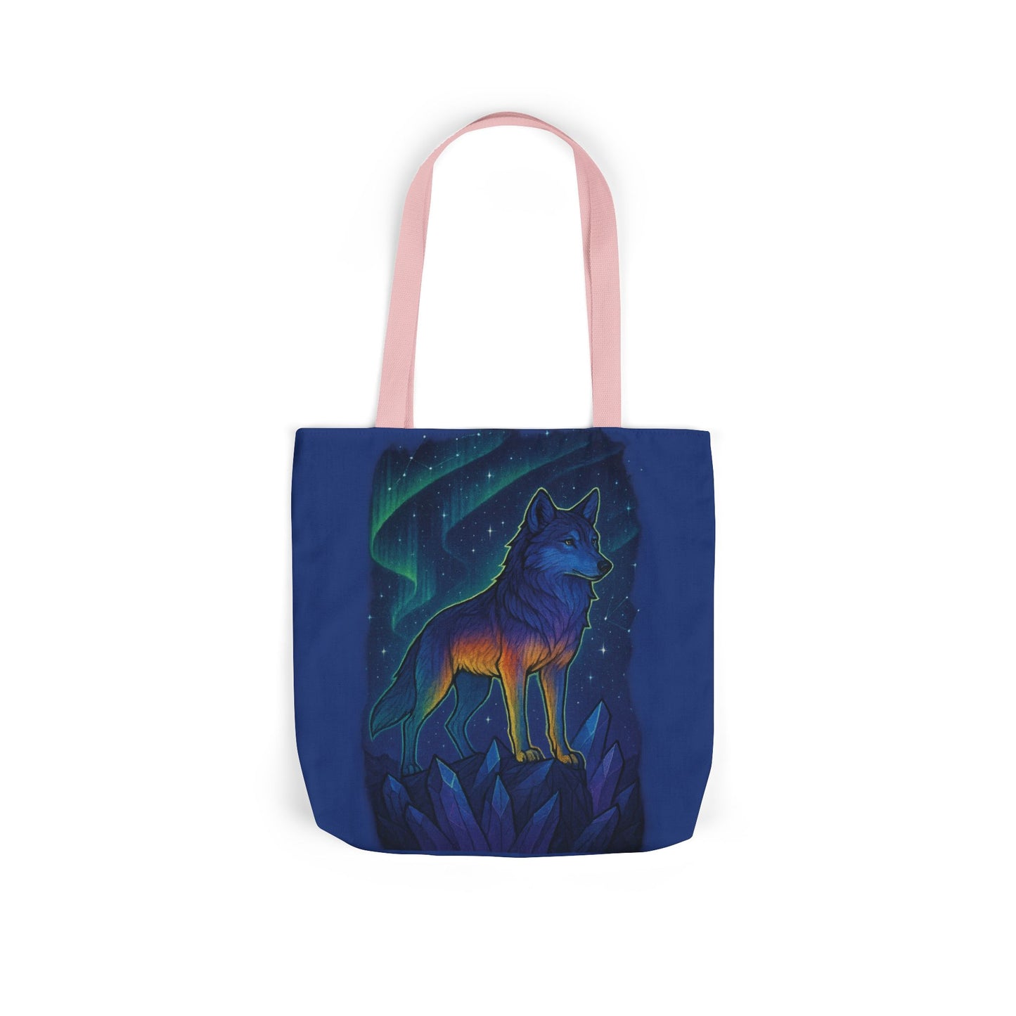 Wolf Art Canvas Tote Bag, Eco-Friendly Shopping Bag, Nature Lover's Gift, Reusable Tote, Wild Wolf Design, Colorful Straps