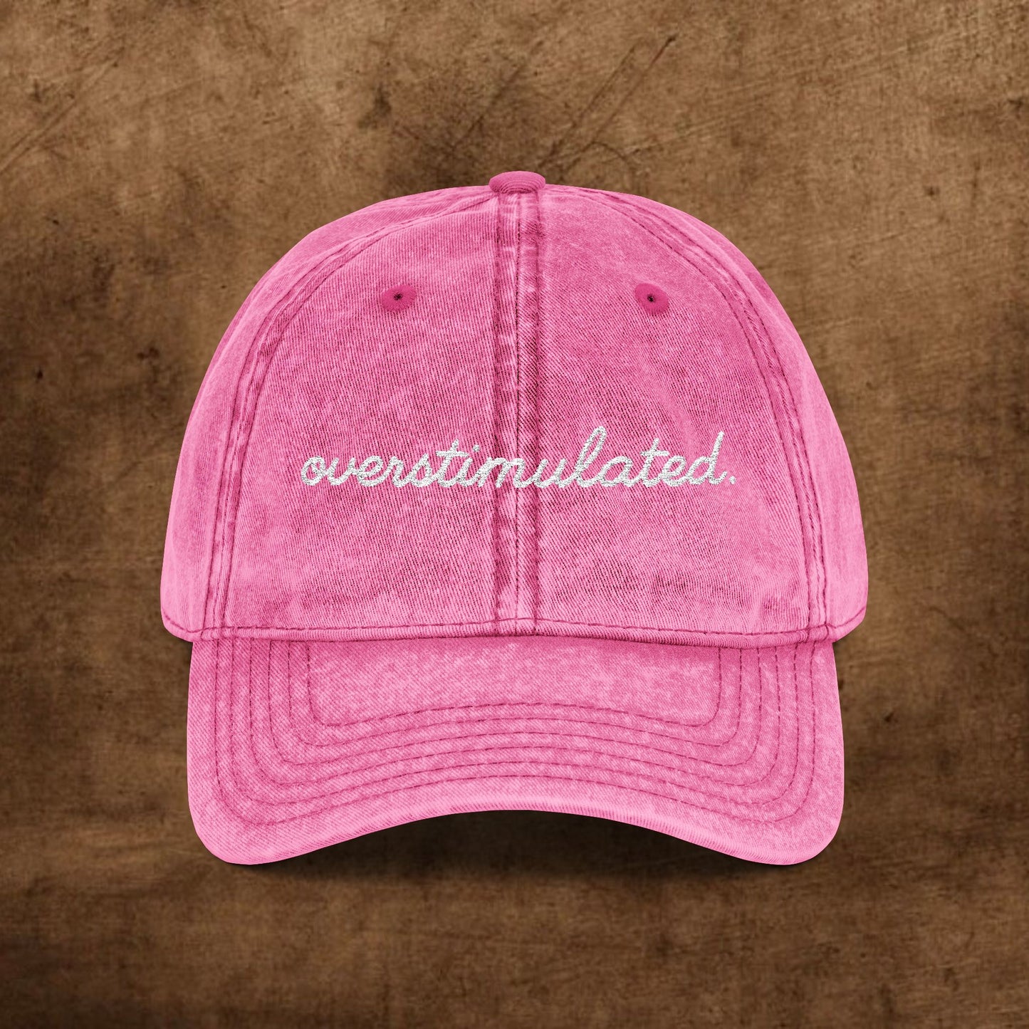 Vintage Embroidered Cap - Overstimulated, Trendy Hat, Casual Wear, Gift for Her, Adjustable Baseball Cap