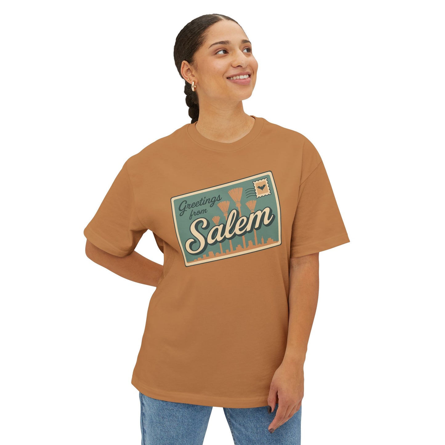 Salem Greeting Unisex Oversized Tee, Vintage Style T-Shirt, Relaxed Fit Shirt, Travel Souvenir Tee, Casual Wardrobe Staple, Gift Idea