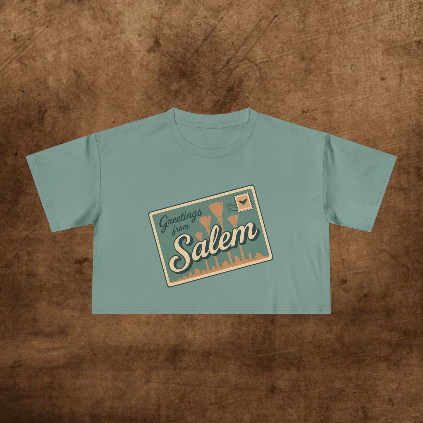 Salem Greetings Women's Crop Tee - Vintage Style Shirt, Casual Summer Top, Travel Souvenir, Halloween Apparel, Gift for Friends