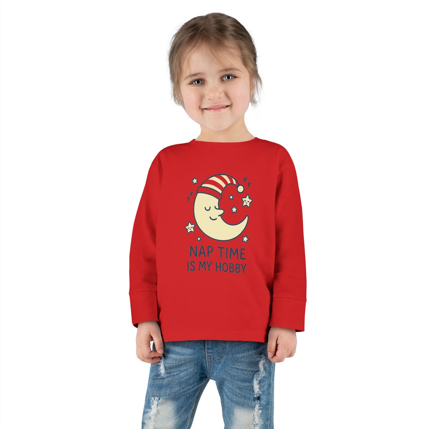 Toddler Long Sleeve Tee with 'Nap Time Is My Hobby' Design - Cute Kids Apparel, Fun Sleepwear, Baby Gifts, Seasonal Wear, Toddler Fashion
