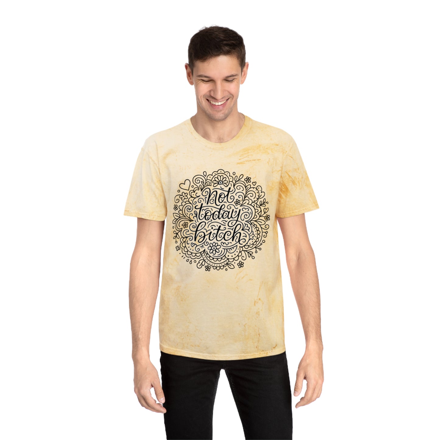 Colorful Graphic Tee for Relaxed Days, Not Today Bitch Shirt, Unisex Tie-Dye T-Shirt, Casual Everyday Wear, Quirky Gift Idea